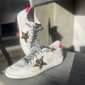 Golden Goose Ballstar Leopard/Pink/White EUC 37